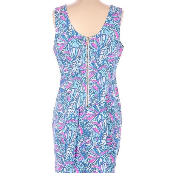 🍭Lilly Pulitzer 🍭 My Fans Blue Shift Dress 10 NWT - Picture 5 of 7